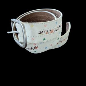 Aeropostale‎ Womens Leather Belt Ivory Floral Size Small Vtg Y2K Cottagecore